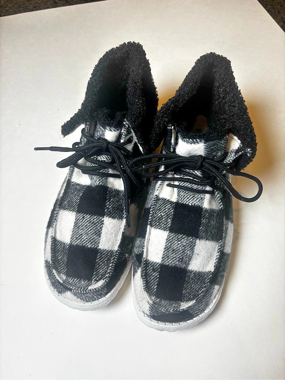 Gypsy Jazz Mighty Black and White Plaid Sneaker Bootie US 9